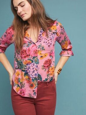 Anthropologie Maeve Manifold Buttondown Blouse